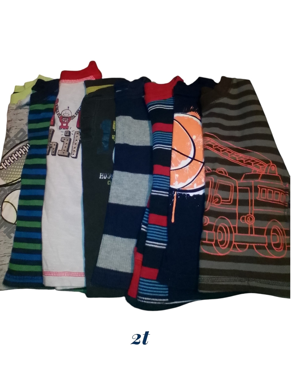 Mixed Boys' Stripe & Graphic Tops - Blue, Navy, Gray, Red - Unbranded